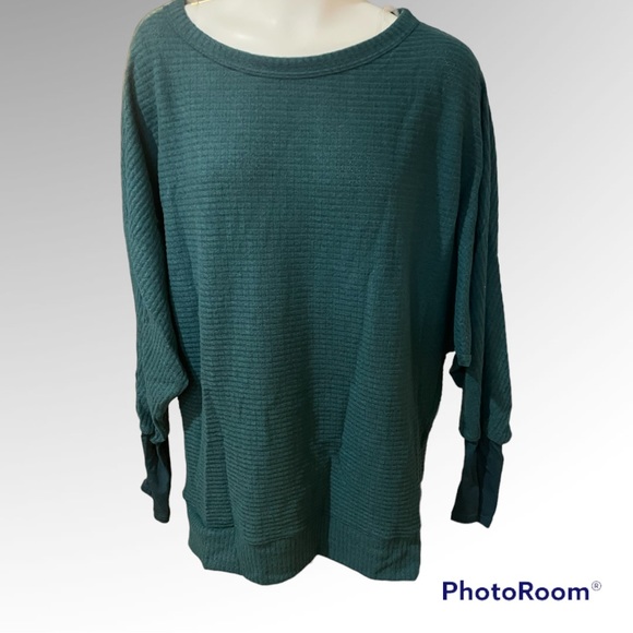 Waffle knit sweater - teal - Picture 2 of 5